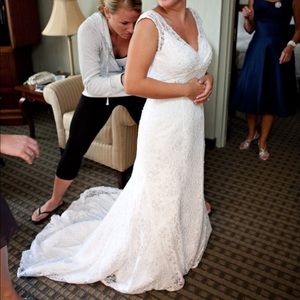 David’s Bridal All Over Beaded Lace Trumpet Gown